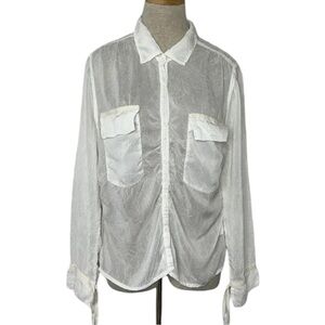 Johnny Was Sheer Crinkle Button Up Blouse Size:XL